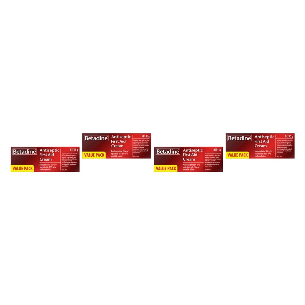 Betadine Antiseptic First Aid Cream 45g Pack of 4
