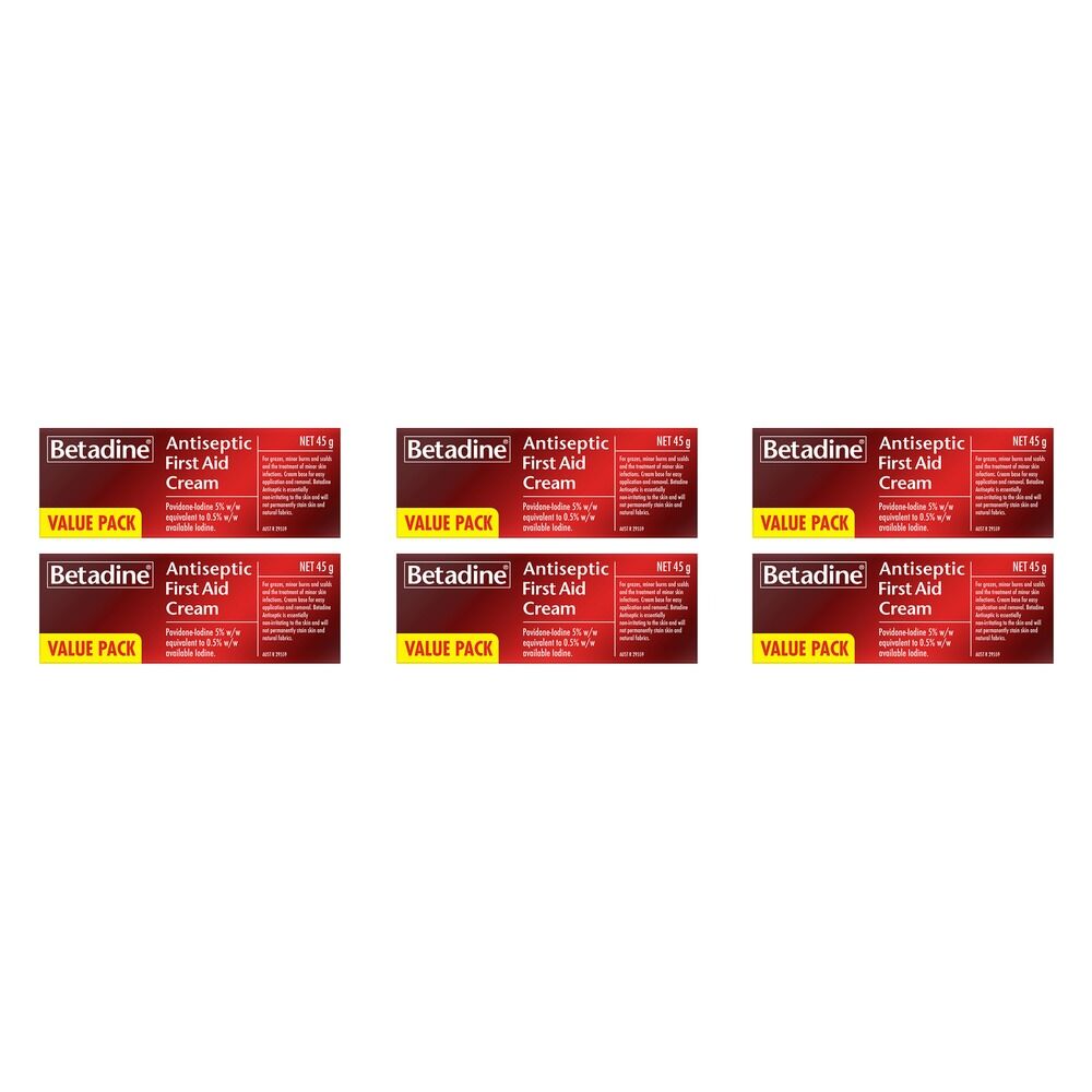 Betadine Antiseptic First Aid Cream 45g Pack of 6