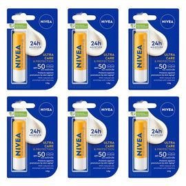 NIVEA Ultra Care & Protection Lip Balm SPF 50 4.8g x 8 Bundle of 6
