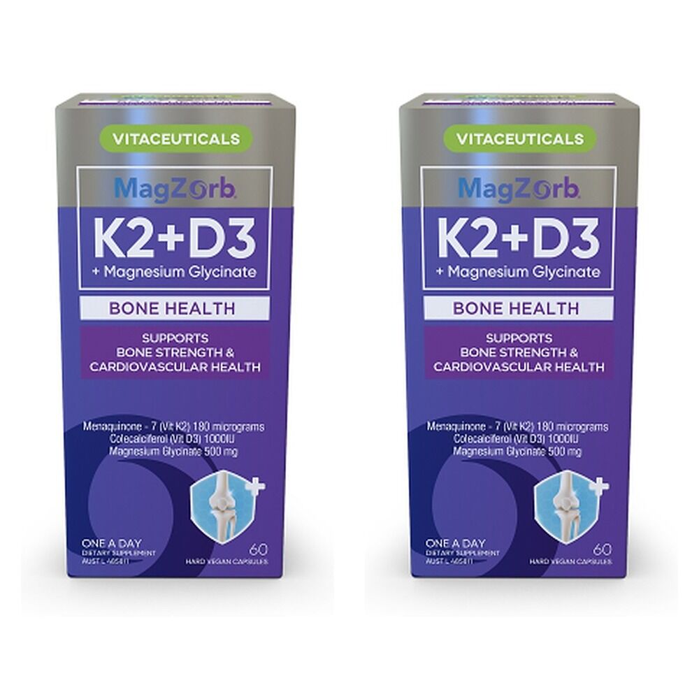 Vitaceuticals MagZorb K2 + D3 + Magnesium Glycinate 60 Capsules Pack of 2