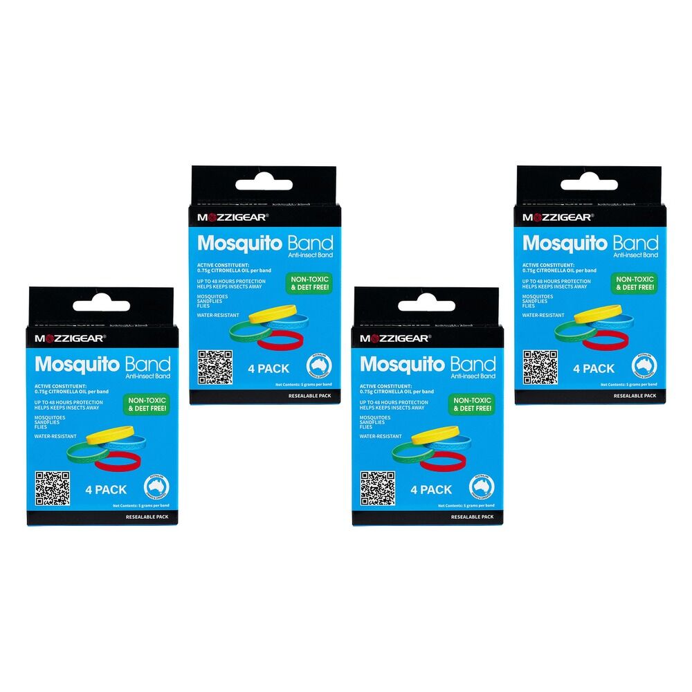 MozzieGear Adult Bands Insect Repellent 4 Pack Bundle of 4