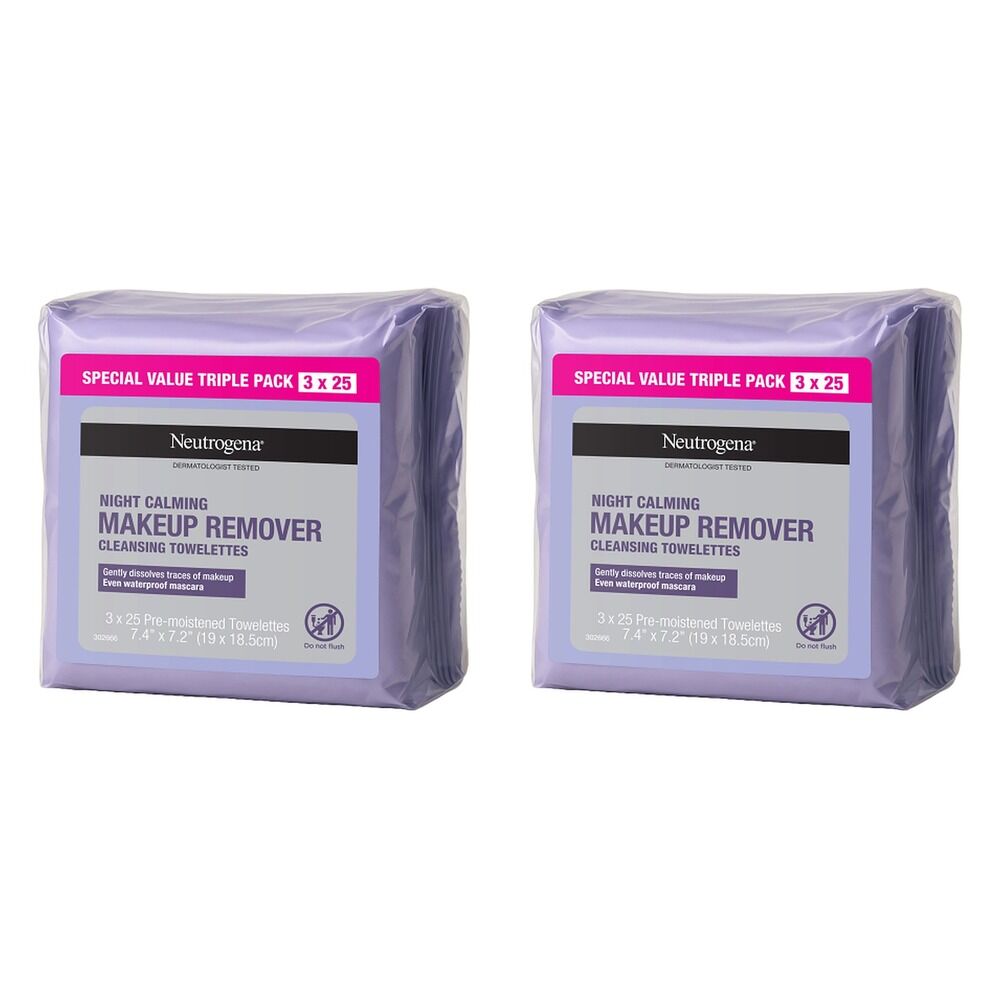 Neutrogena Night Calming Wipes Triple Pack Bundle of 2