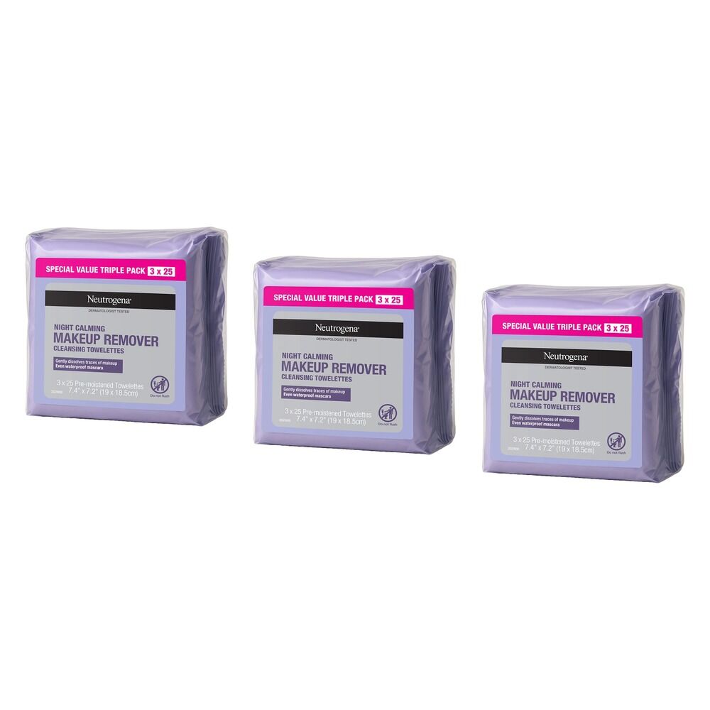 Neutrogena Night Calming Wipes Triple Pack Bundle of 3