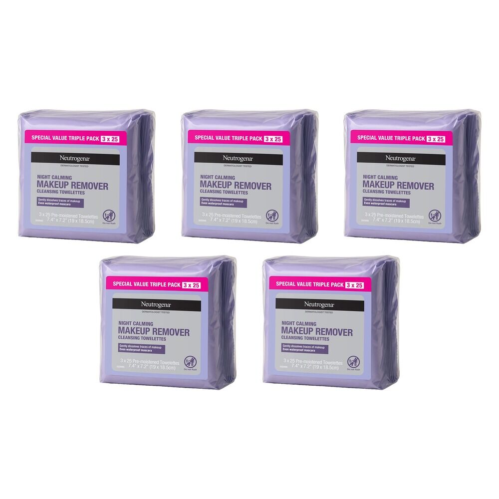 Neutrogena Night Calming Wipes Triple Pack Bundle of 5