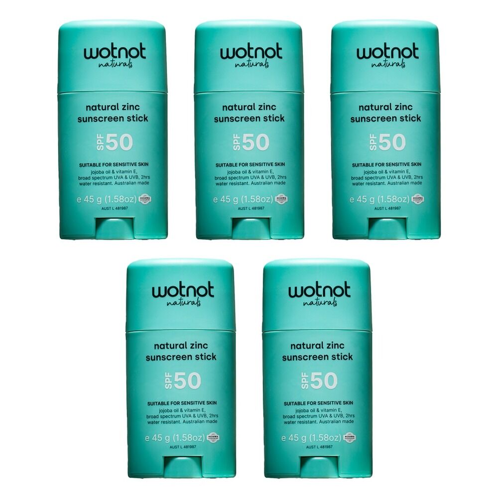 Wotnot Natural Zinc Sunscreen Stick SPF 50 45g Pack of 5