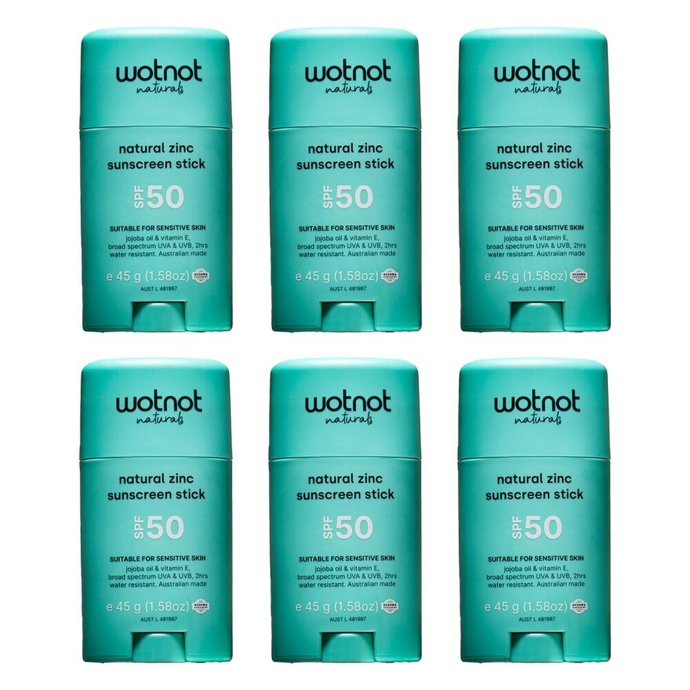 Wotnot Natural Zinc Sunscreen Stick SPF 50 45g Pack of 6