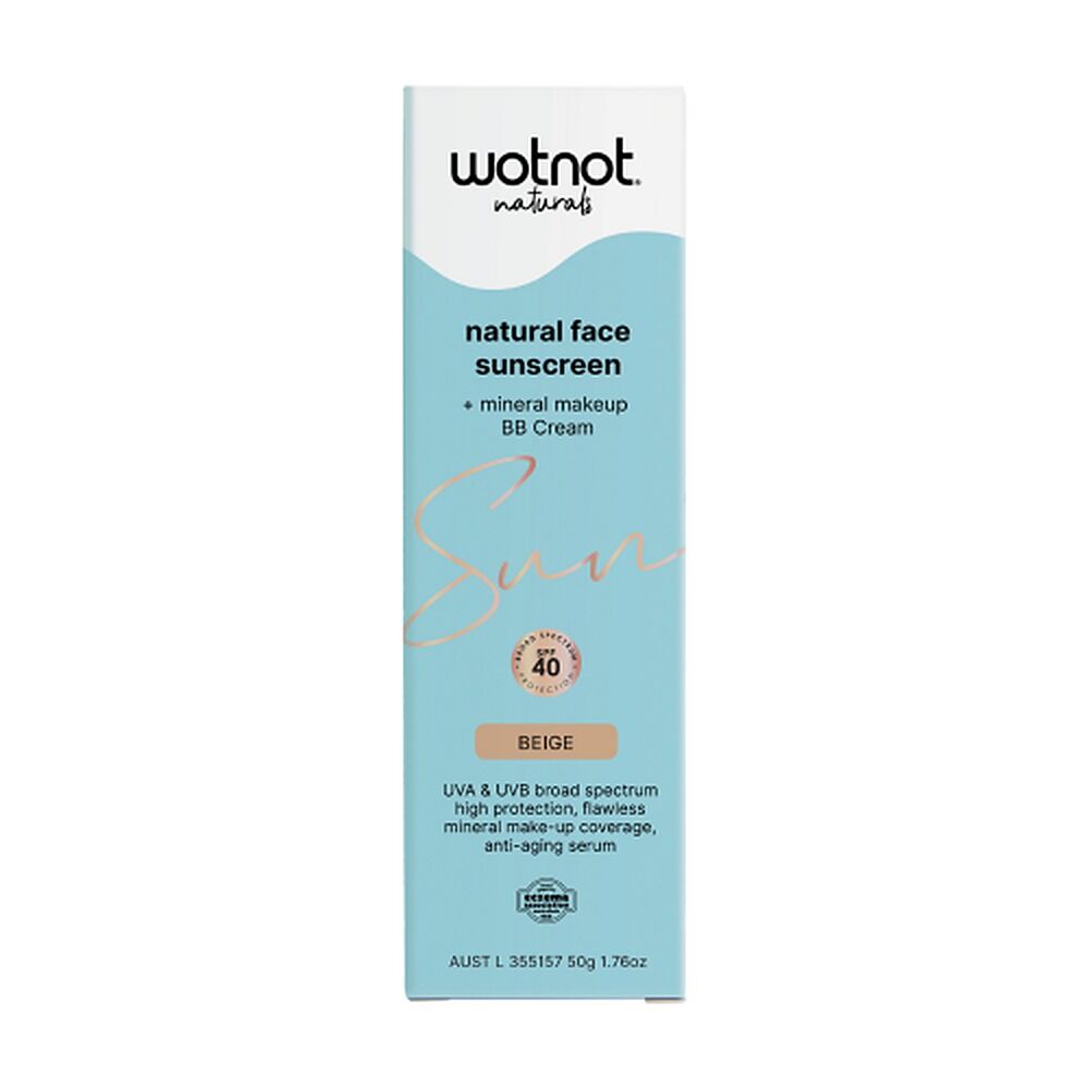 WOTNOT Natural Zinc Sunscreen & BB+ Cream SPF40 Beige 50g