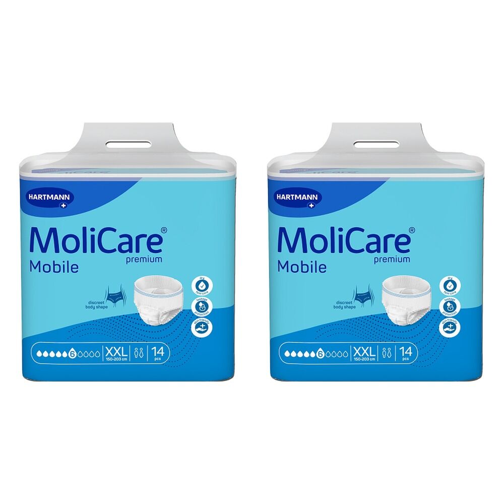 MoliCare Premium Mobile 6 Drops Incontinence Pants Size XXL 14 Bundle of 2