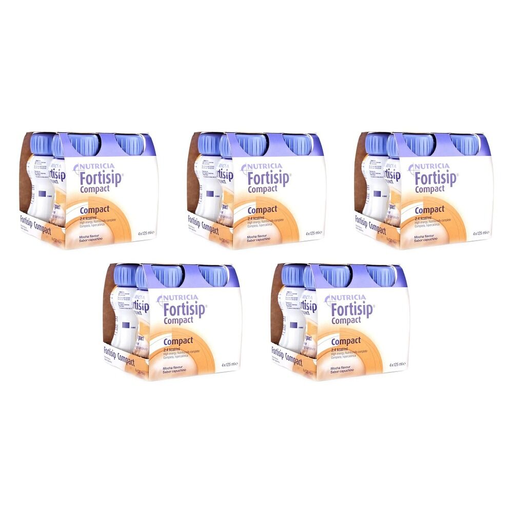 Fortisip Compact Protein Mocha 125mL 4 Pack Bundle of 5