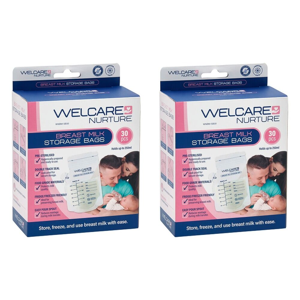 Welcare Nurture Breast Milk Storage Bags 30 Pack Bundle of 2