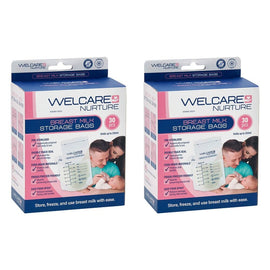 Welcare Nurture Breast Milk Storage Bags 30 Pack Bundle of 2