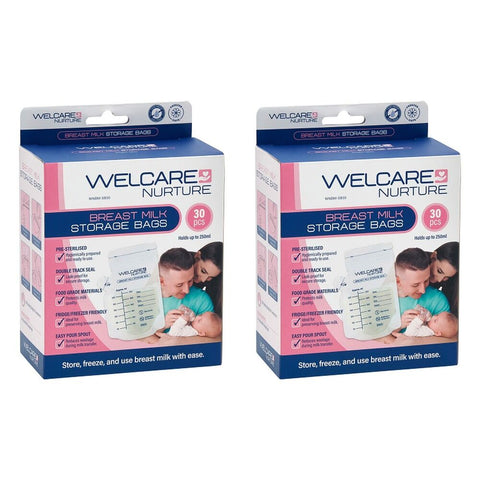 Welcare Nurture Breast Milk Storage Bags 30 Pack Bundle of 2