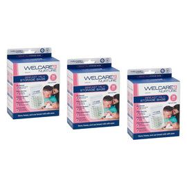 Welcare Nurture Breast Milk Storage Bags 30 Pack Bundle of 3