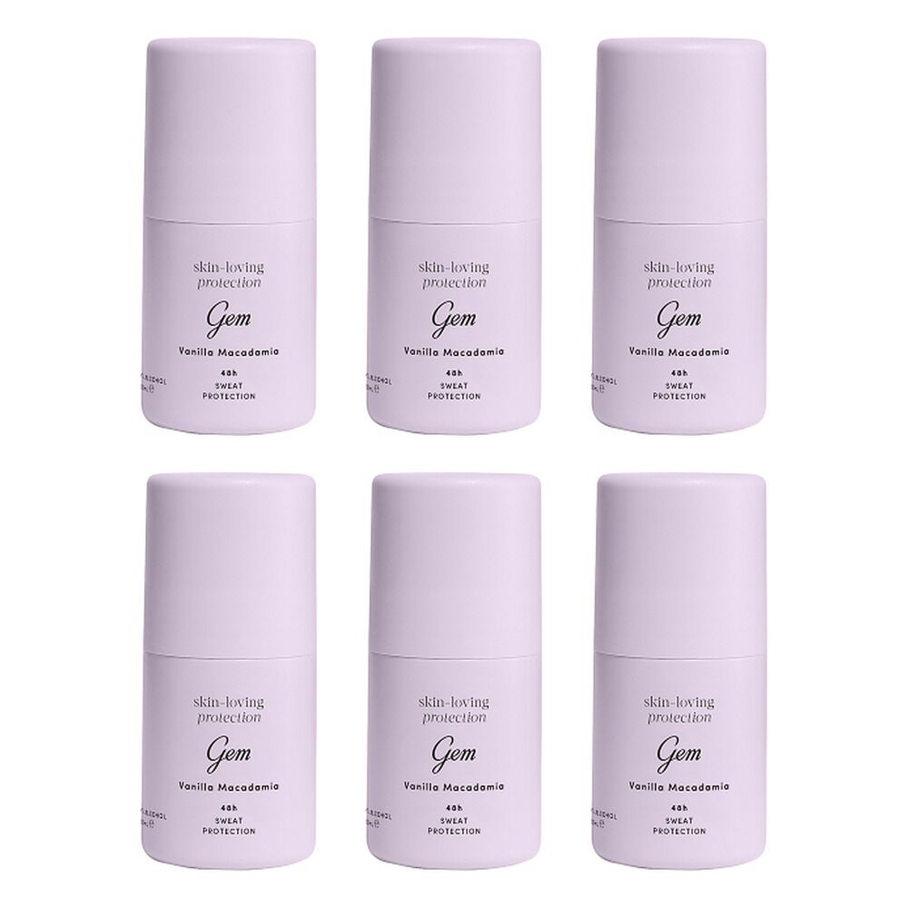 GEM Skin Loving Roll On Deodorant Vanilla Macadamia 50mL Pack of 6