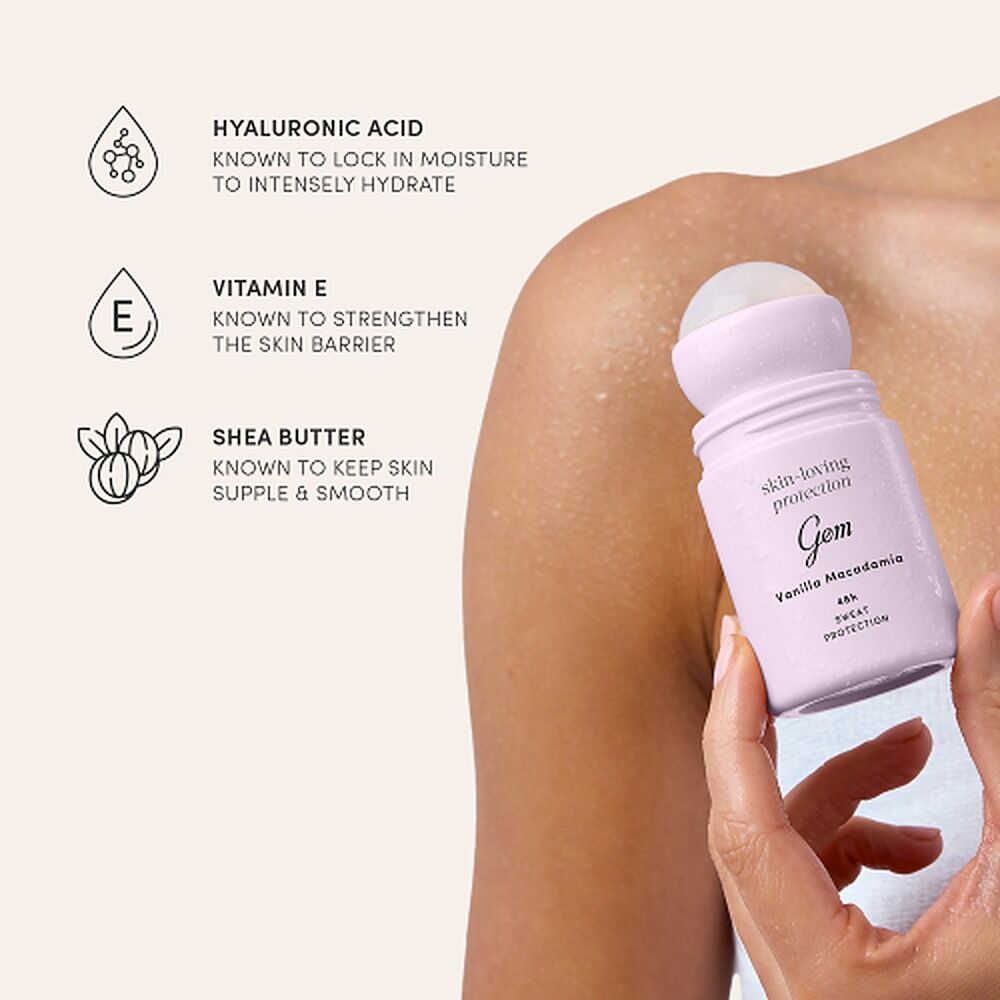 GEM Skin Loving Roll On Deodorant Vanilla Macadamia 50mL