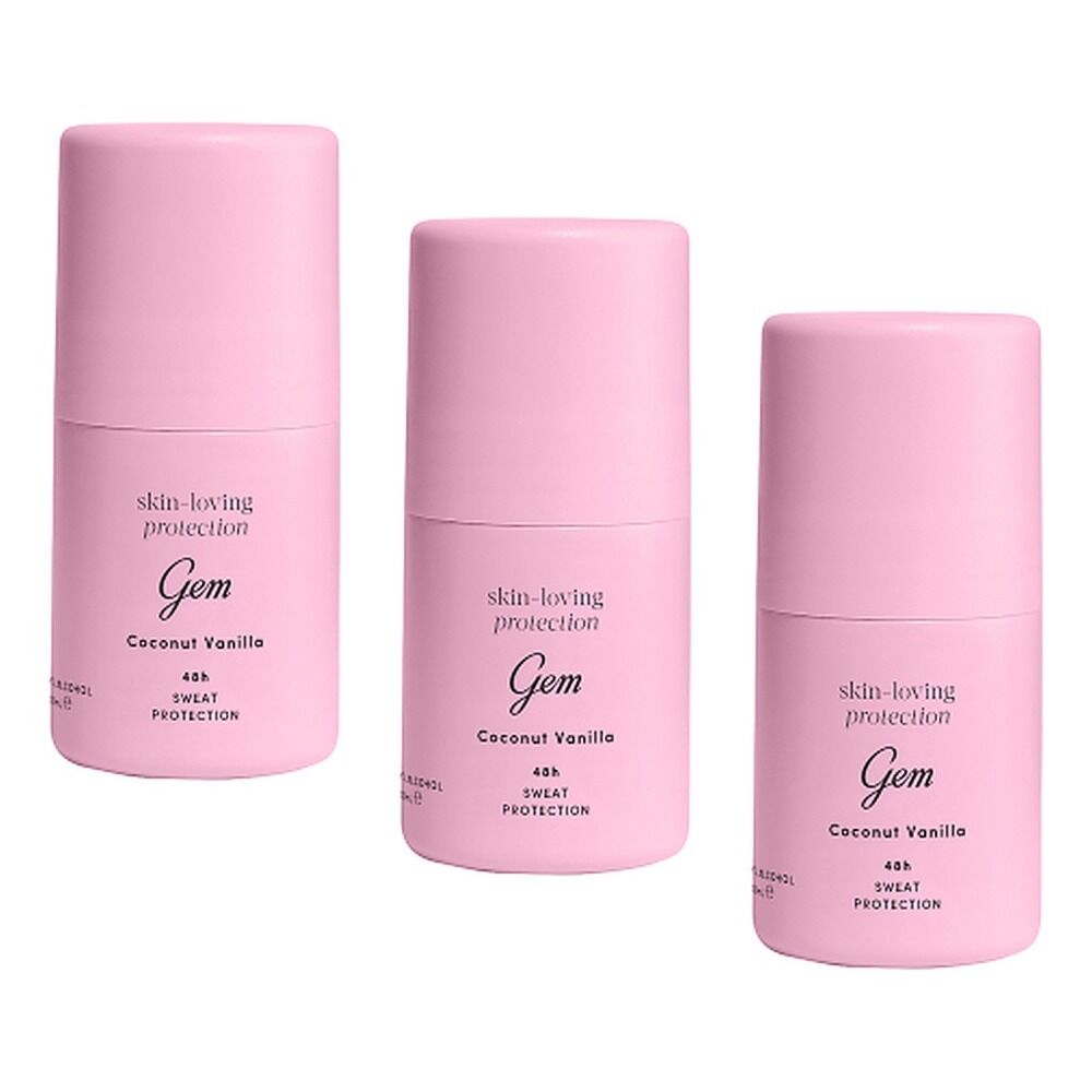 GEM Skin Loving Roll On Deodorant Coconut Vanilla 50mL Pack of 3