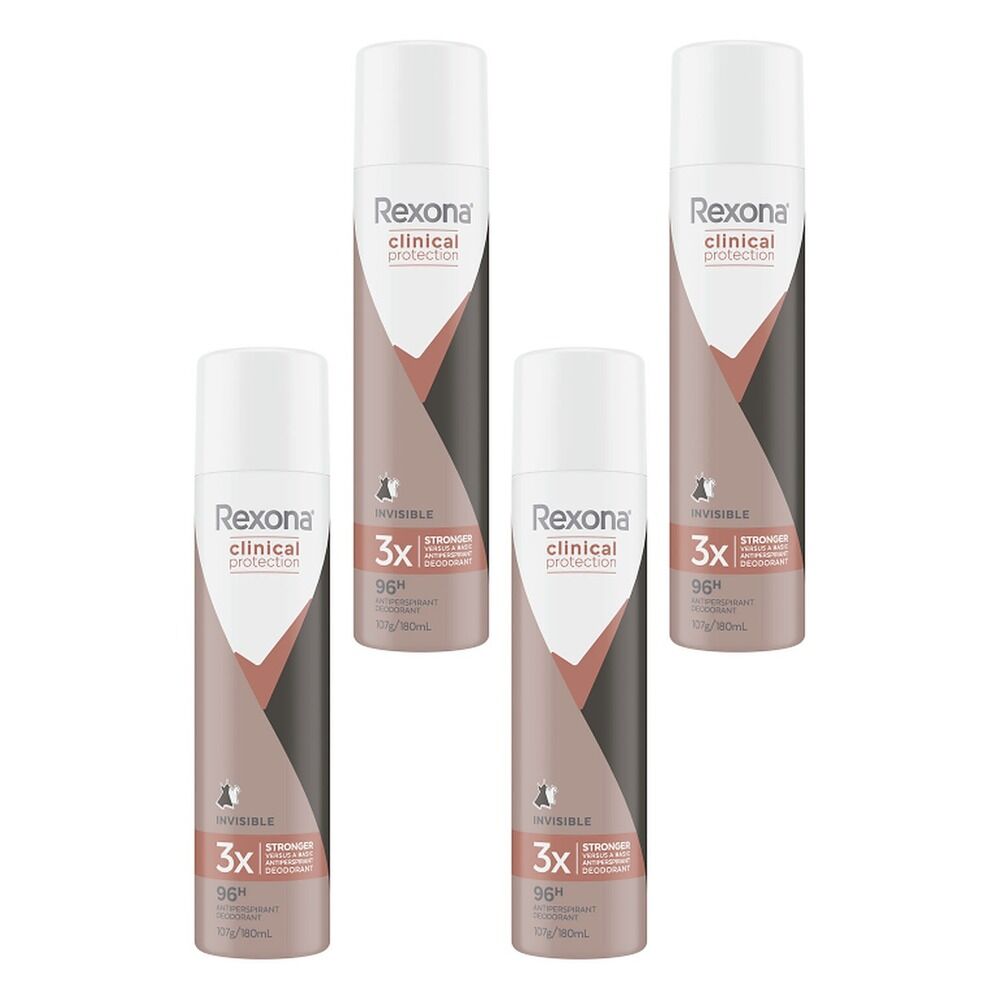 Rexona Clinical Protection Invisible Antiperspirant Deodorant 180mL Pack of 4