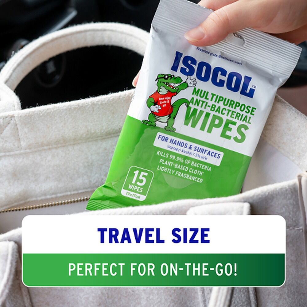 Isocol Multipurpose Anti-Bacterial Wipes 15 Pack