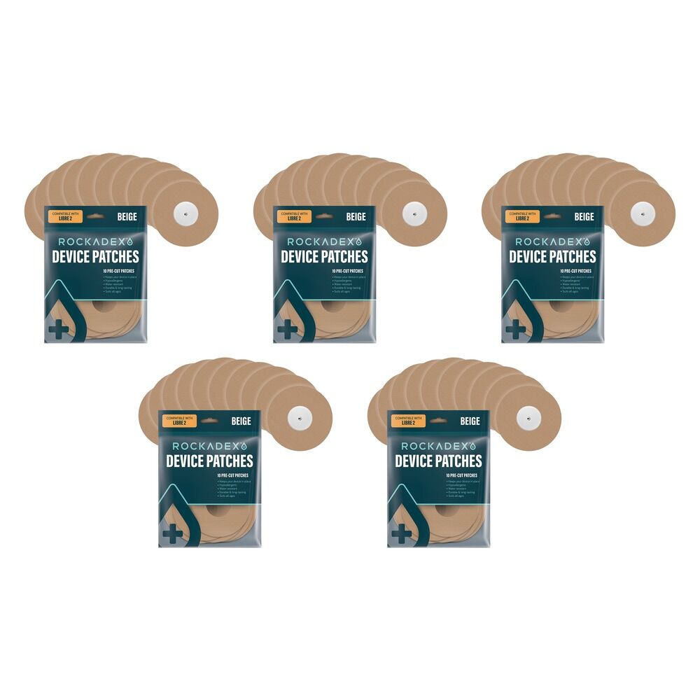 Rockadex Freestyle Libre Patches Beige 10 Pack Bundle of 5