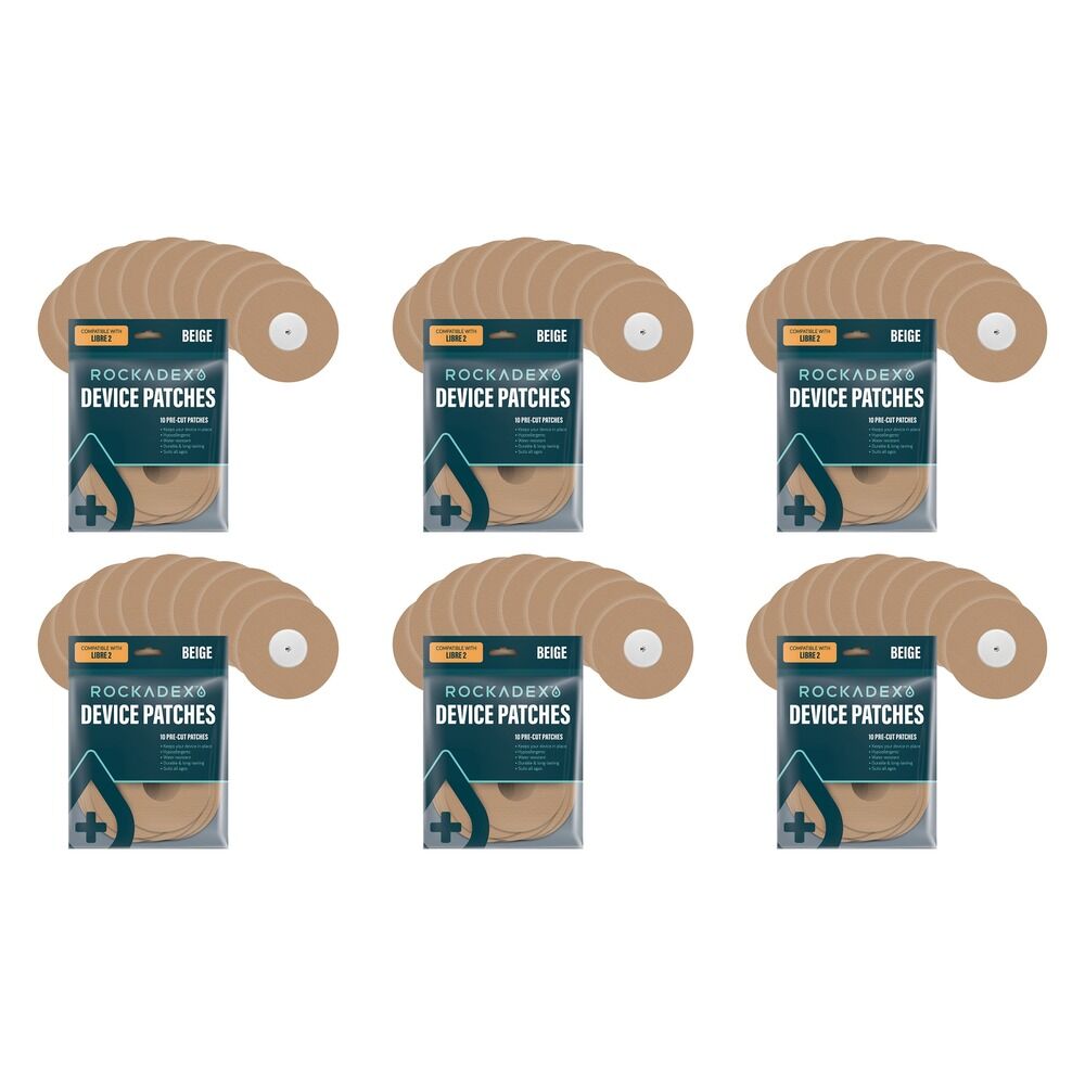Rockadex Freestyle Libre Patches Beige 10 Pack Bundle of 6