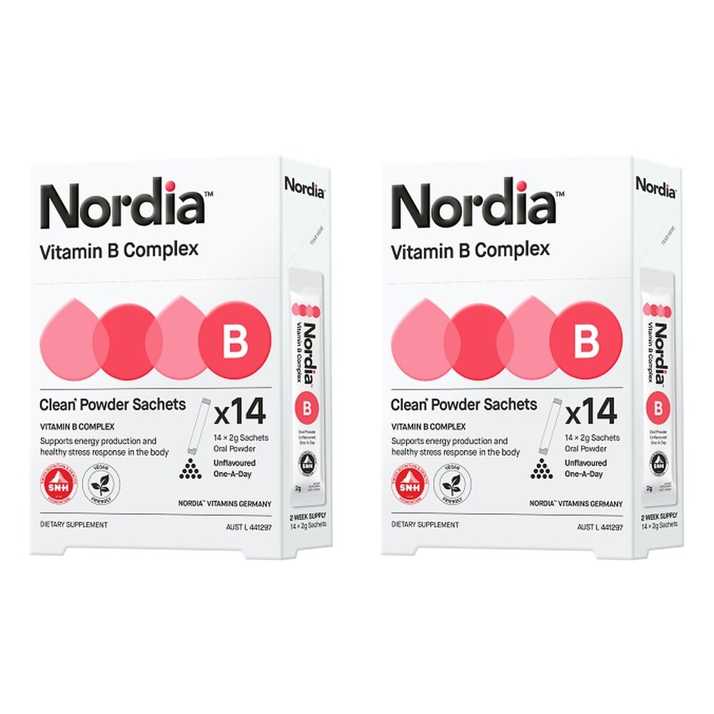 Nordia Vitamin B Complex Clean Unflavoured Powder 2g Sachets Pack of 2