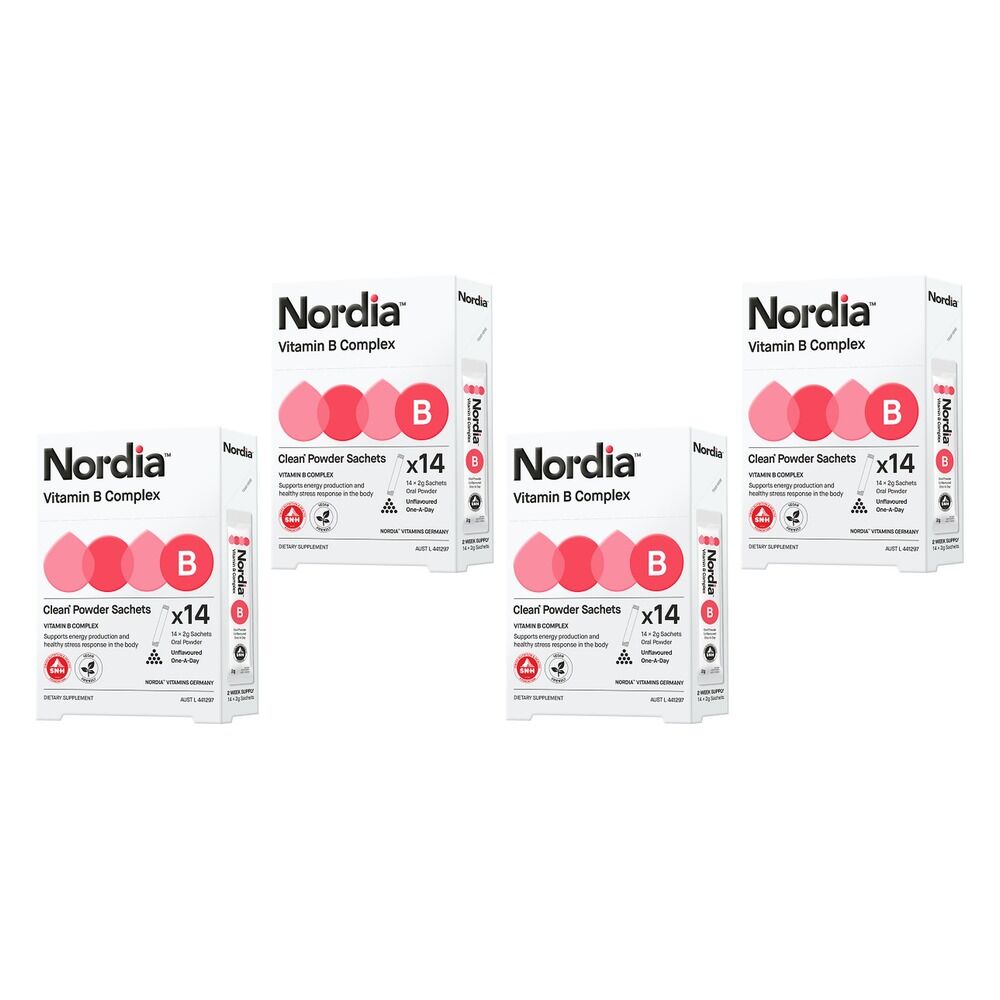 Nordia Vitamin B Complex Clean Unflavoured Powder 2g Sachets Pack of 4