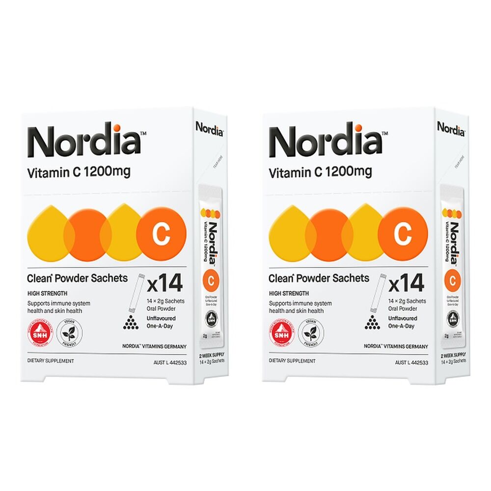 Nordia Vitamin C 1200mg Unflavoured Powder 14 x 2g Sachets Pack of 2