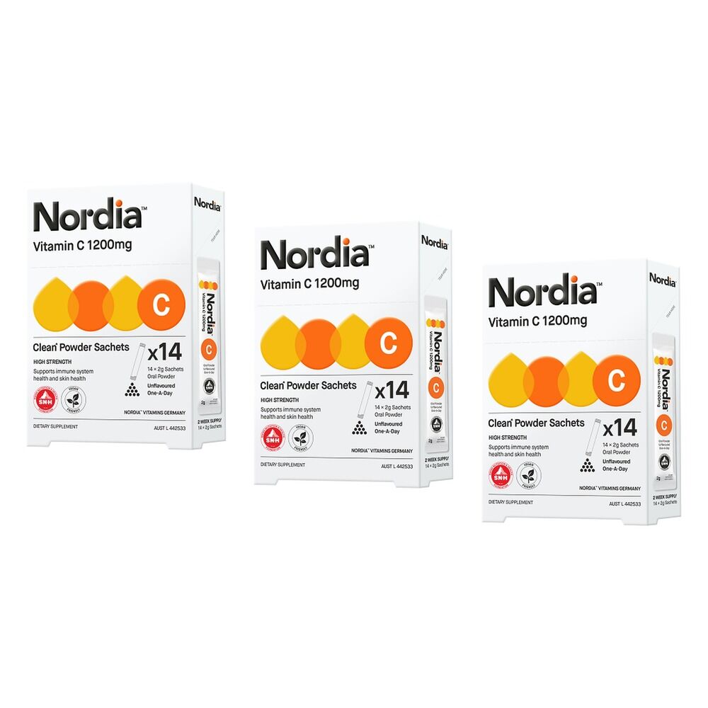 Nordia Vitamin C 1200mg Unflavoured Powder 14 x 2g Sachets Pack of 3