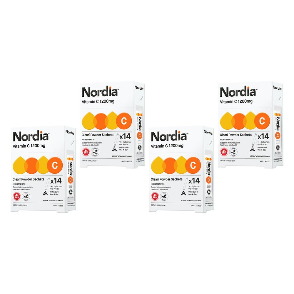 Nordia Vitamin C 1200mg Unflavoured Powder 14 x 2g Sachets Pack of 4