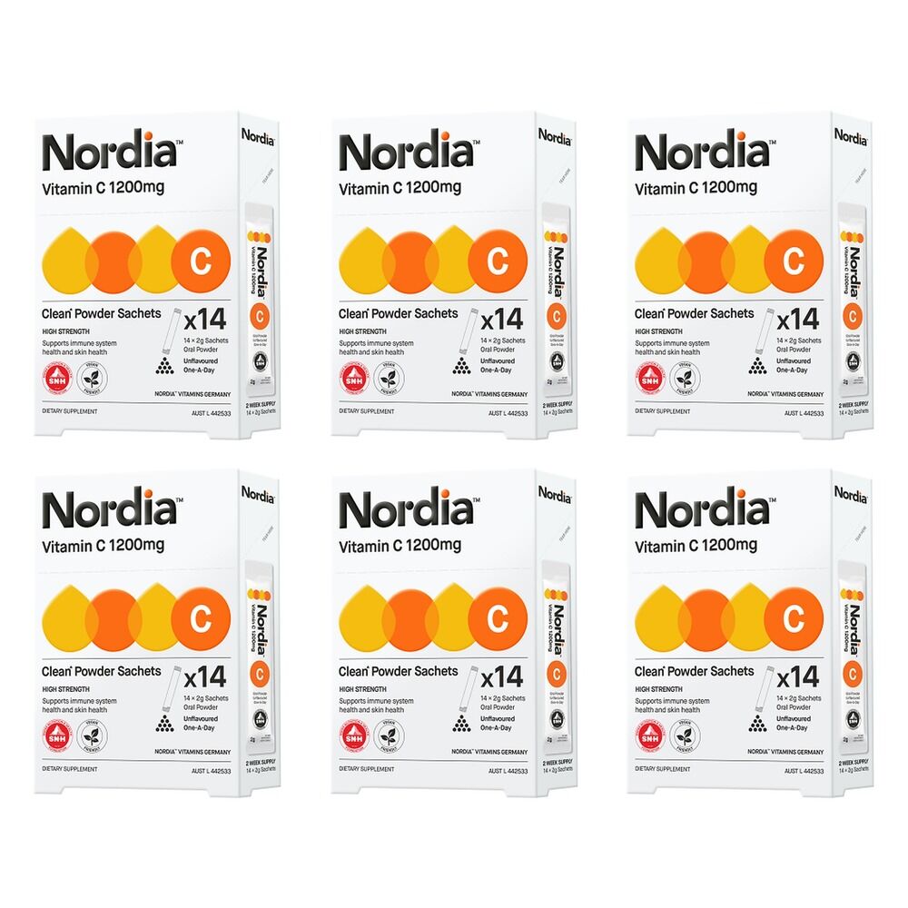 Nordia Vitamin C 1200mg Unflavoured Powder 14 x 2g Sachets Pack of 6