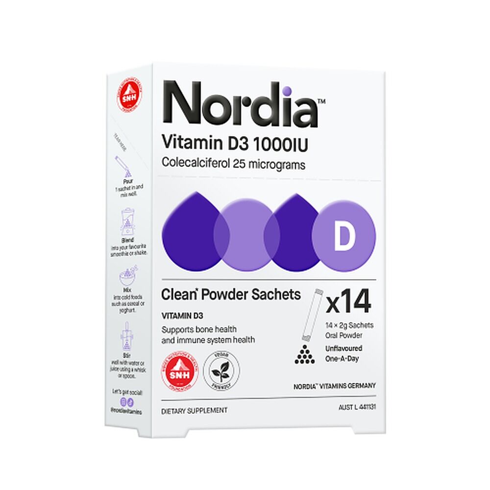 Nordia Vitamin D3 1000IU Clean Unflavoured Powder 2g Sachets
