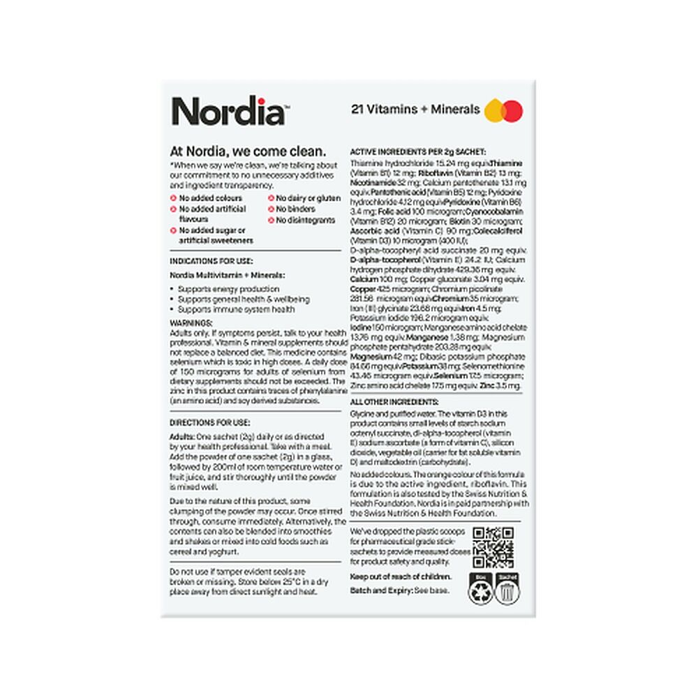 Nordia Multivitamin + Minerals Unflavoured Powder 14 x 2g Sachets