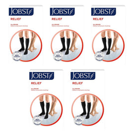 JOBST Relief Knee High Closed Toe Medium Black 15-20mmHg Pack of 5