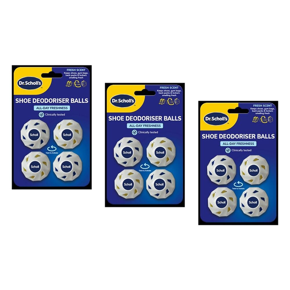 Scholl Shoe Deodoriser Balls 4 Pack Bundle of 3