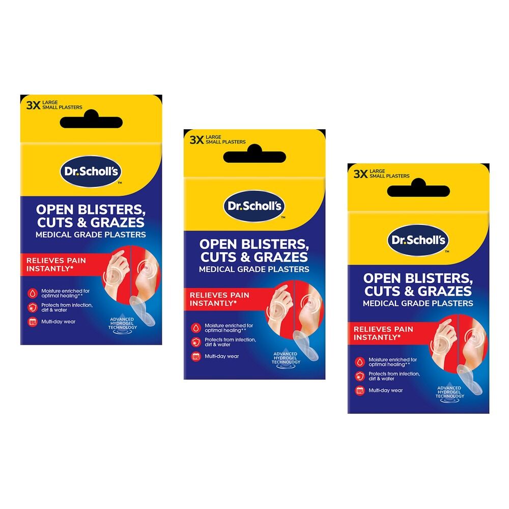 Scholl Open Blister Cuts & Grazes Plaster 6 Pack Bundle of 3