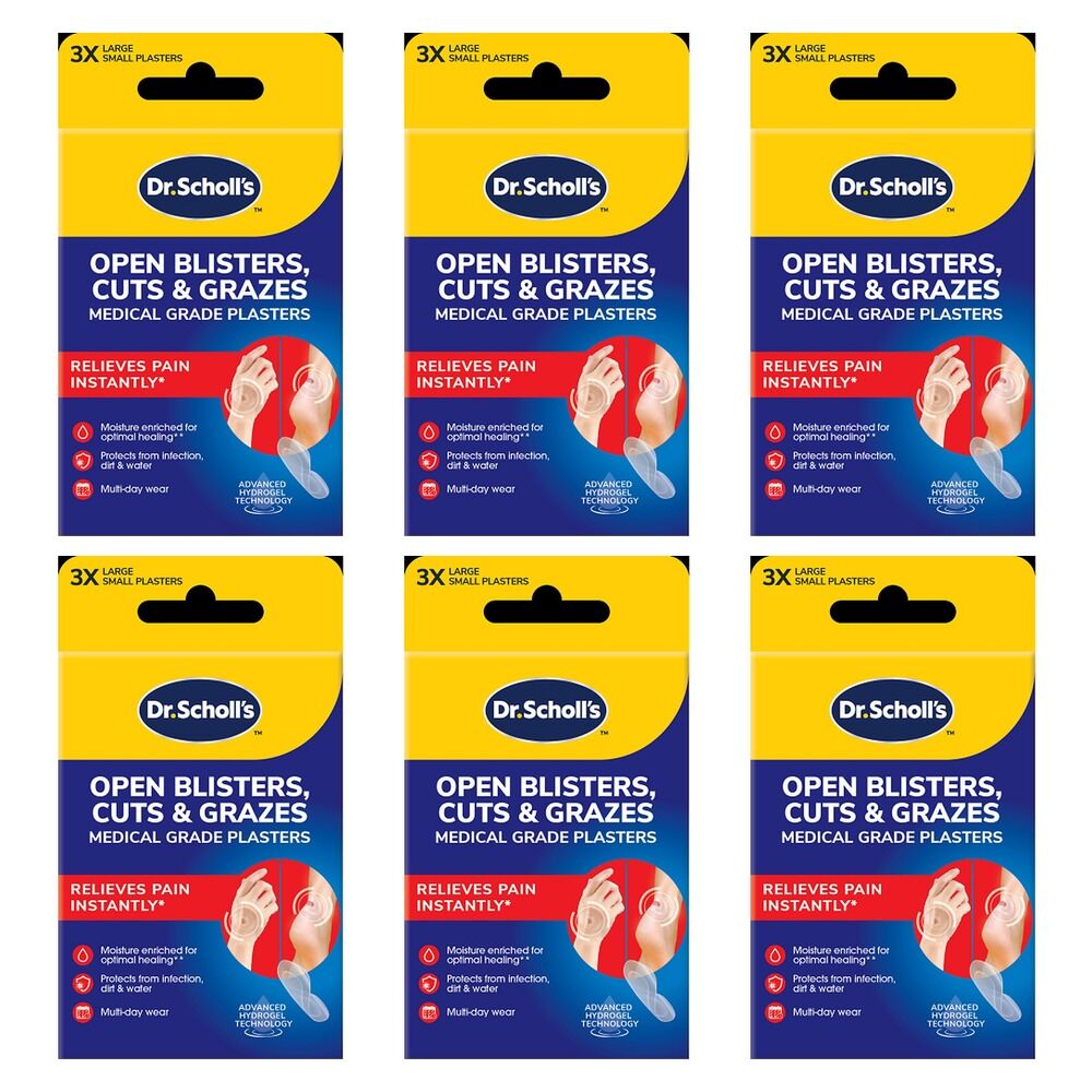 Scholl Open Blister Cuts & Grazes Plaster 6 Pack Bundle of 6