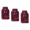 Body Warmers Luxe Fur Hot Water Bottle & Cover Maroon or Charcoal Pack of 3