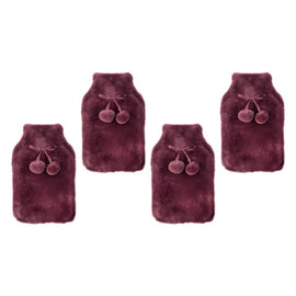 Body Warmers Luxe Fur Hot Water Bottle & Cover Maroon or Charcoal Pack of 4