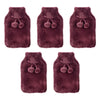 Body Warmers Luxe Fur Hot Water Bottle & Cover Maroon or Charcoal Pack of 5