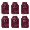 Body Warmers Luxe Fur Hot Water Bottle & Cover Maroon or Charcoal Pack of 6