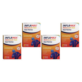 Inflamax Muscular Pain Heat Patches S-M 2 Pack Bundle of 4