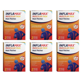 Inflamax Muscular Pain Heat Patches S-M 2 Pack Bundle of 6