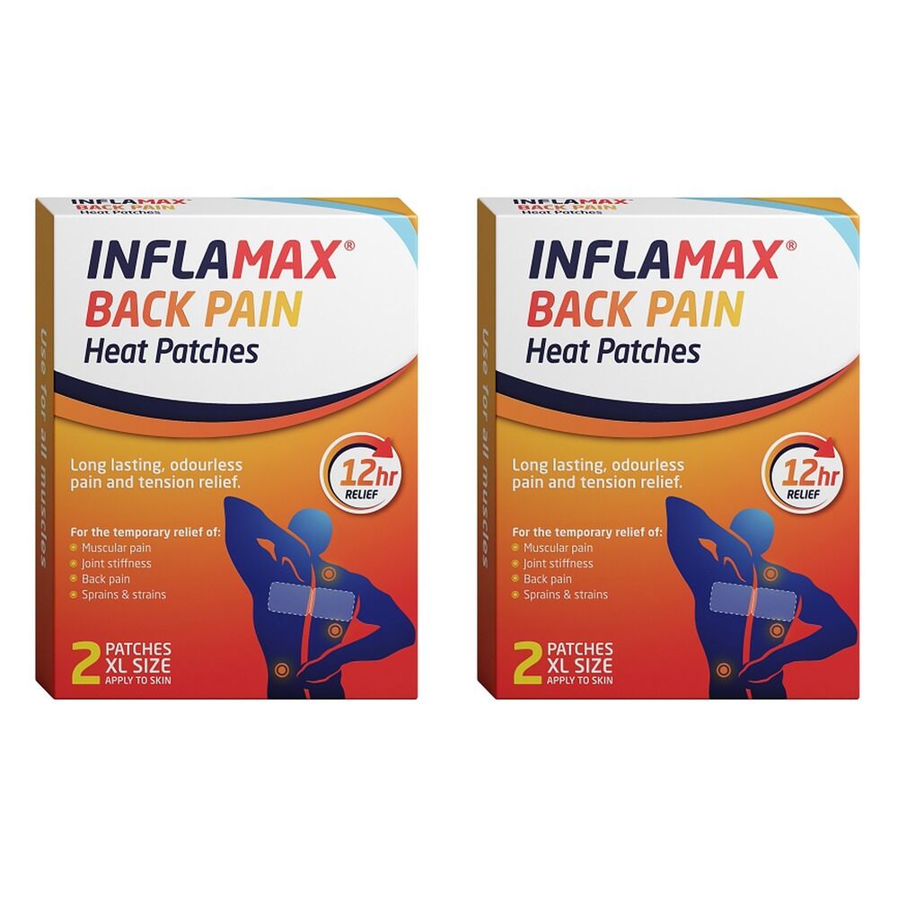 Inflamax Back Pain Heat Patches XL 2 Pack Bundle of 2