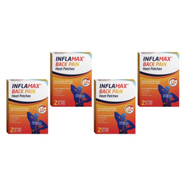 Inflamax Back Pain Heat Patches XL 2 Pack Bundle of 4