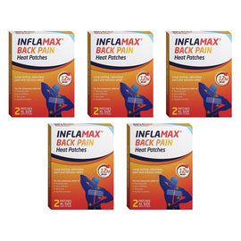Inflamax Back Pain Heat Patches XL 2 Pack Bundle of 5