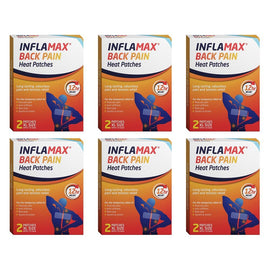 Inflamax Back Pain Heat Patches XL 2 Pack Bundle of 6