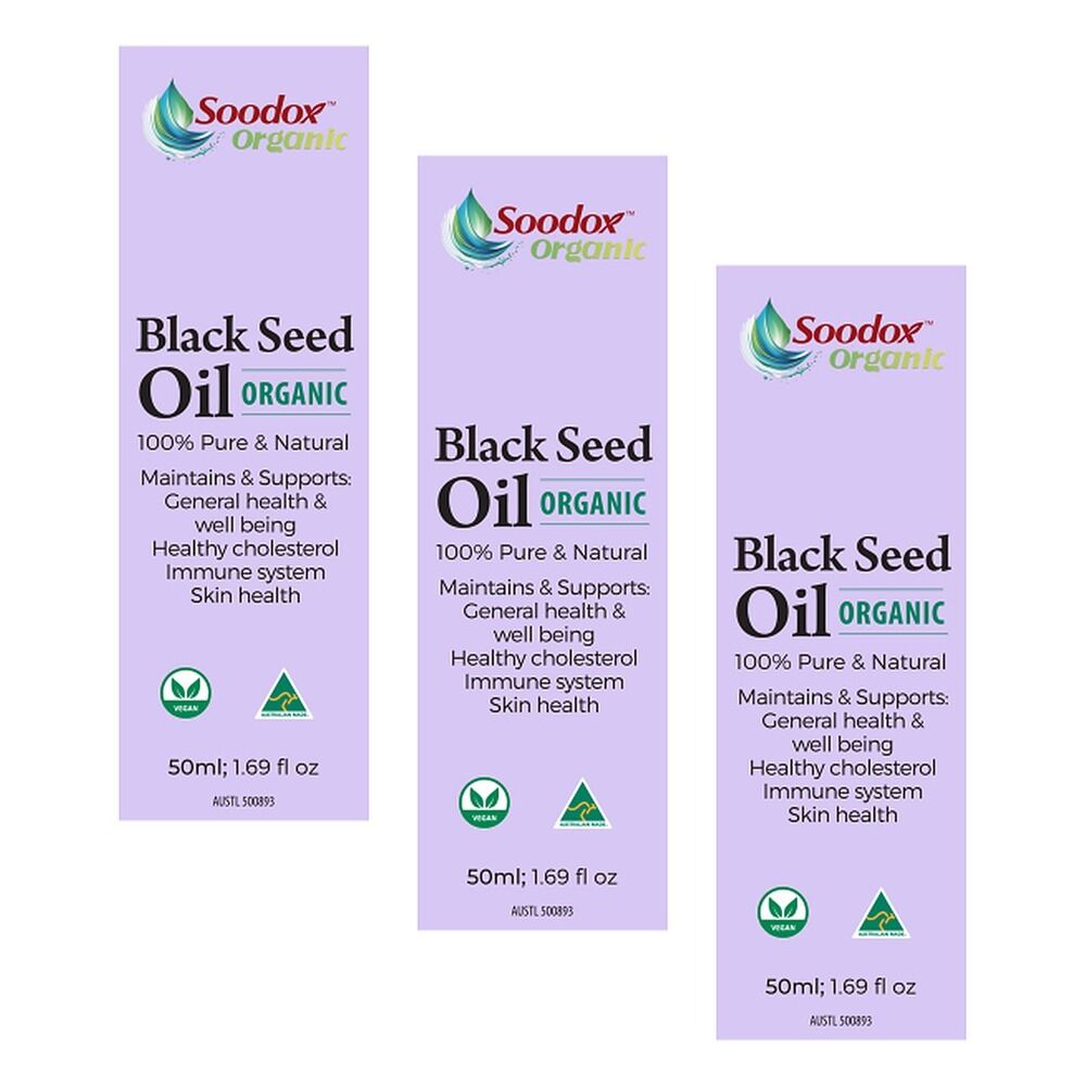 Soodox Organic Black Seed Oil 50mL Pack of 3