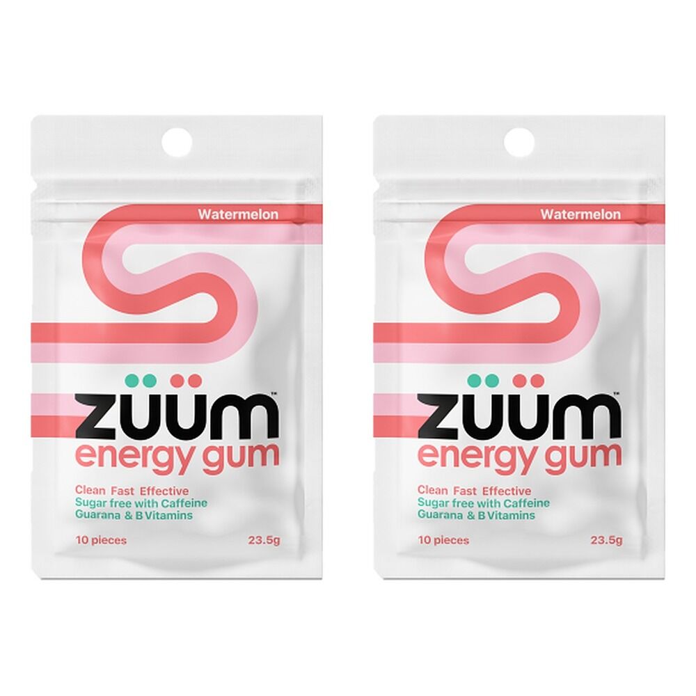 Zuum Energy Gum Watermelon 10 Pieces x 16 Bundle of 2