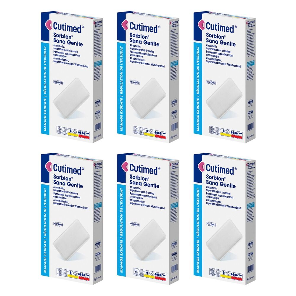 Cutimed Sorbion Sana Gentle Sterile Dressing 8.5cm x 8.5cm 10 Pack Bundle of 6