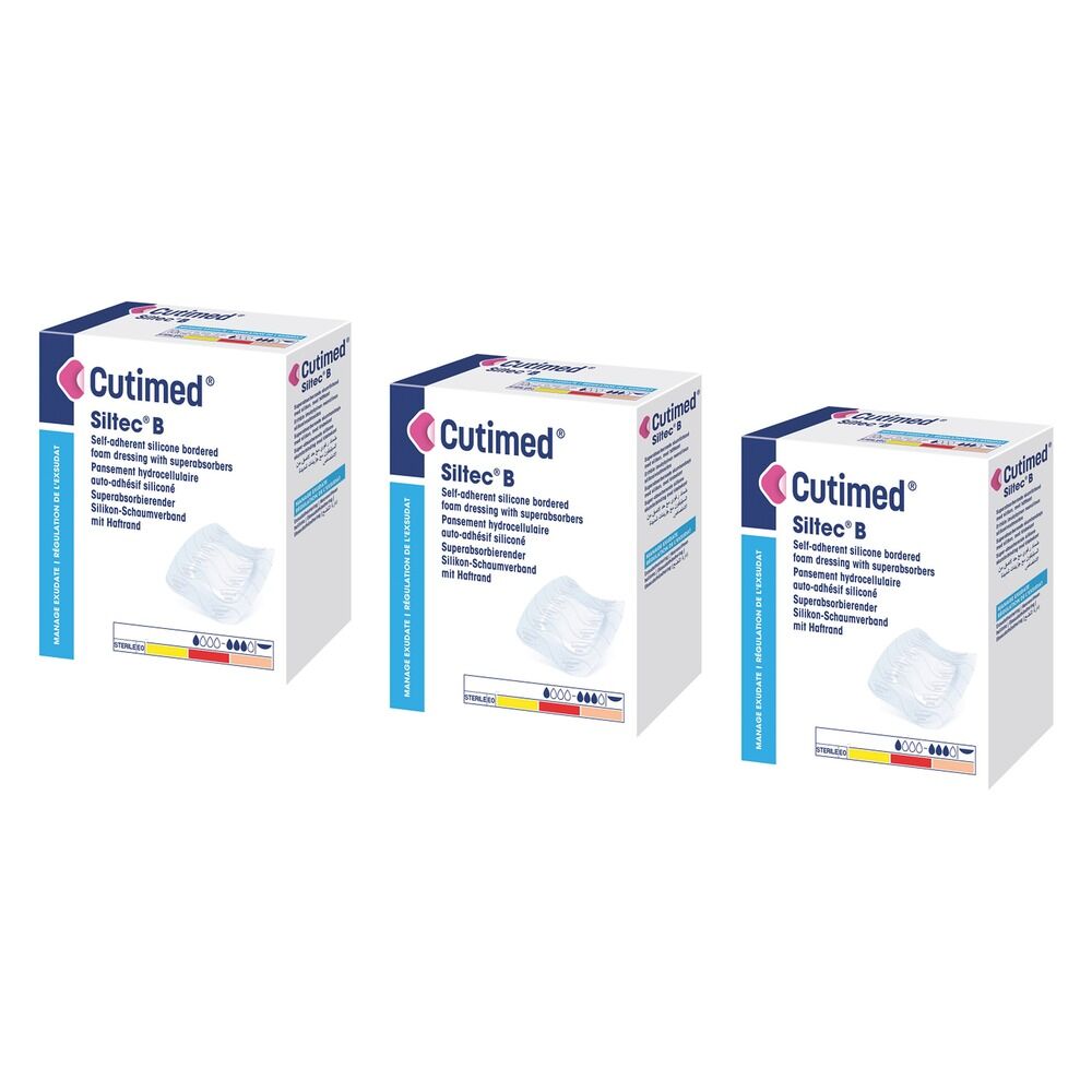 Cutimed Siltec B Sterile Dressing 7.5cm x 7.5cm 10 Pack x 10 Bundle of 3
